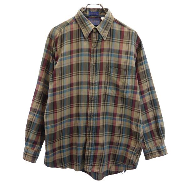 ペンドルトン USA製 チェック柄 長袖 ボタンダウンシャツ M PENDLETON メンズ