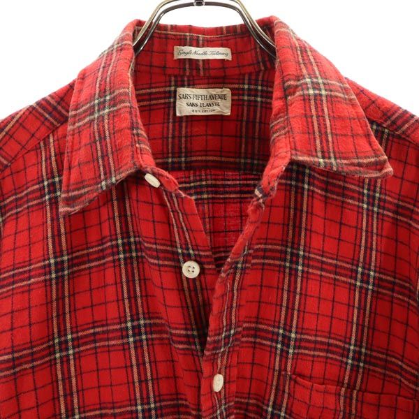 VINTAGE ヴィンテージ 60s チェック 長袖 シャツ L レッド系 メンズ