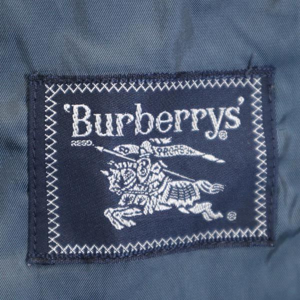 Burberrys バーバリーズ 90s オールド チェック ウールリネンブレンド テーラードジャケット 175 A6 ネイビー系 メンズ