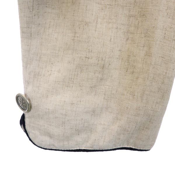 OLD オールド 90s リネンブレンド 長袖 ノーカラージャケット 44 ベージュ系 レディース