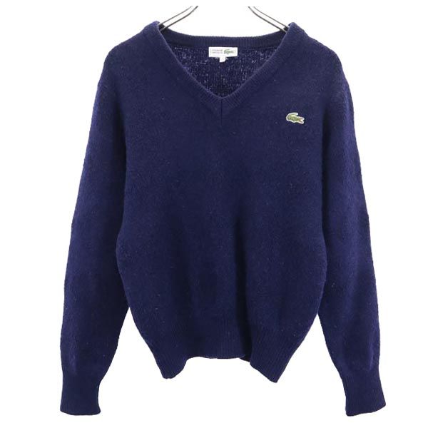 LACOSTE ラコステ 長袖 Vネック ウールブレンド セーター 2 ネイビー ニット メンズ