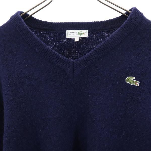 LACOSTE ラコステ 長袖 Vネック ウールブレンド セーター 2 ネイビー ニット メンズ