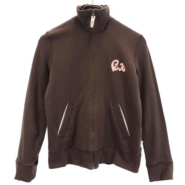 PAUL SMITH PINK ポールスミスピンク 日本製 刺繍 長袖 スウェット ジップジャケット M ブラウン ロゴ レディース