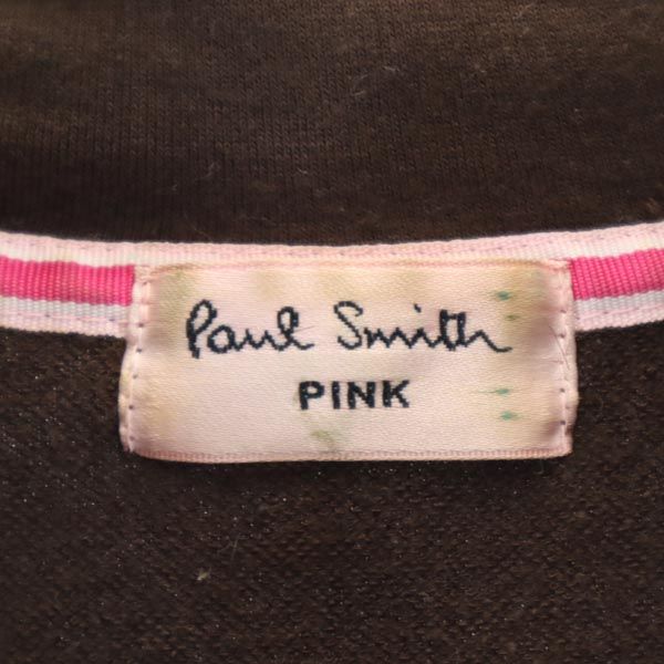 PAUL SMITH PINK ポールスミスピンク 日本製 刺繍 長袖 スウェット ジップジャケット M ブラウン ロゴ レディース
