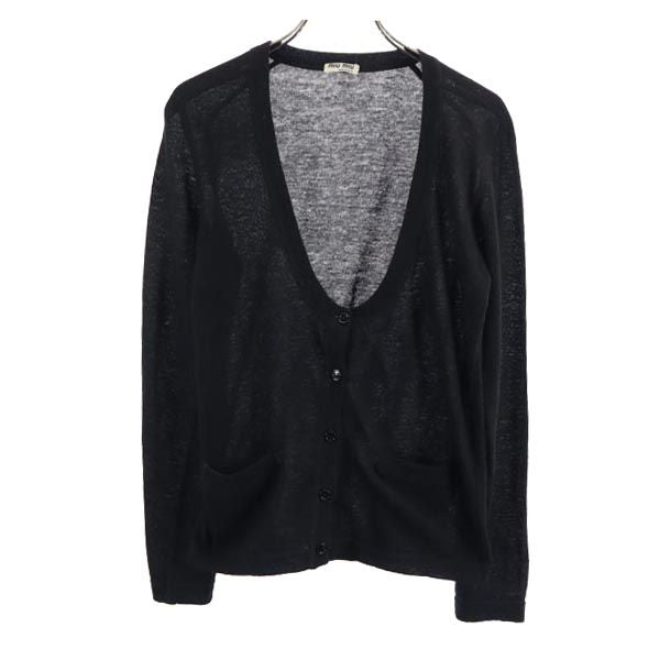 MIUMIU ミュウミュウ イタリア製 長袖 カシミヤブレンド カーディガン 40 ブラック ニット レディース