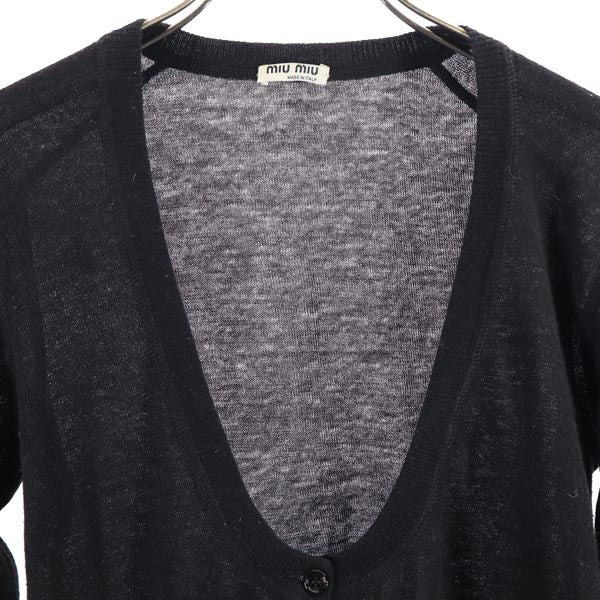 MIUMIU ミュウミュウ イタリア製 長袖 カシミヤブレンド カーディガン 40 ブラック ニット レディース