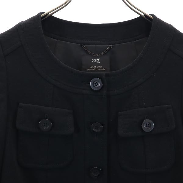 23ku 23区 ノーカラー ジャケット 38 ブラック レディース