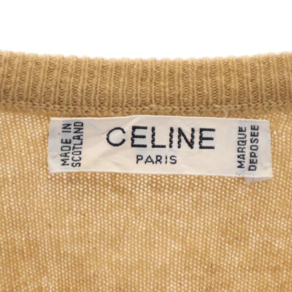 CELINE セリーヌ スコットランド製 カシミヤ100％ 長袖 ニット カーディガン ベージュ レディース