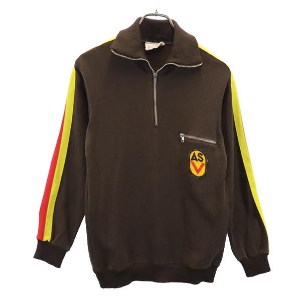 EAST GERMANY ARMY 東ドイツ軍 ヴィンテージ トレーニング 長袖 ハーフジップ トレーナー ブラウン系 スウェット メンズ