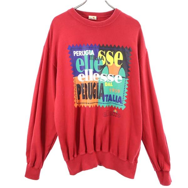 ellesse エレッセ プリント 長袖 トレーナー M レッド系 スウェット メンズ