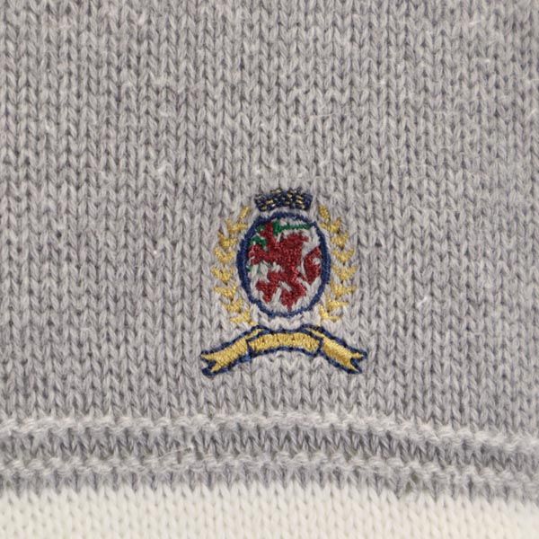 TOMMY HILFIGER トミーヒルフィガー 90s オールド フラッグタグ ボーダー柄 長袖 ニット セーター M グレー メンズ