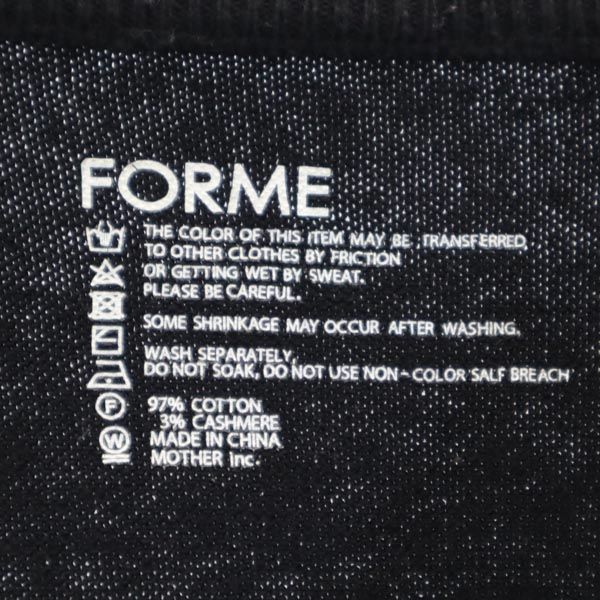 FORME フォルメ 長袖 クルーネック セーター F ブラック 長袖ニット メンズ