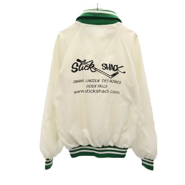 K1 Sportswear ケーワンスポーツウェア 90s USA製 オールド バック刺繍 ハーフジップ ジャケット L 白系 プルオーバー メンズ