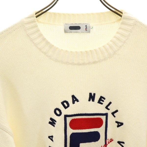 FILA フィラ 長袖 ニット セーター L ホワイト メンズ