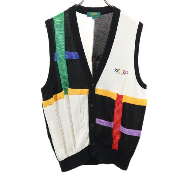 ケンゾーゴルフ 90s 日本製 オールド Vネック ニットベスト 3 ホワイト KENZO GOLF メンズ