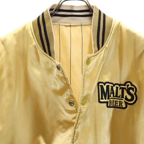 モルツビール 長袖 リバーシブル スタジャン L ゴールド MALTS BEER メンズ