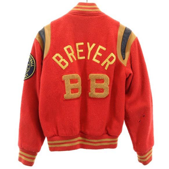 長袖 スタジャン M レッド系 メンズ