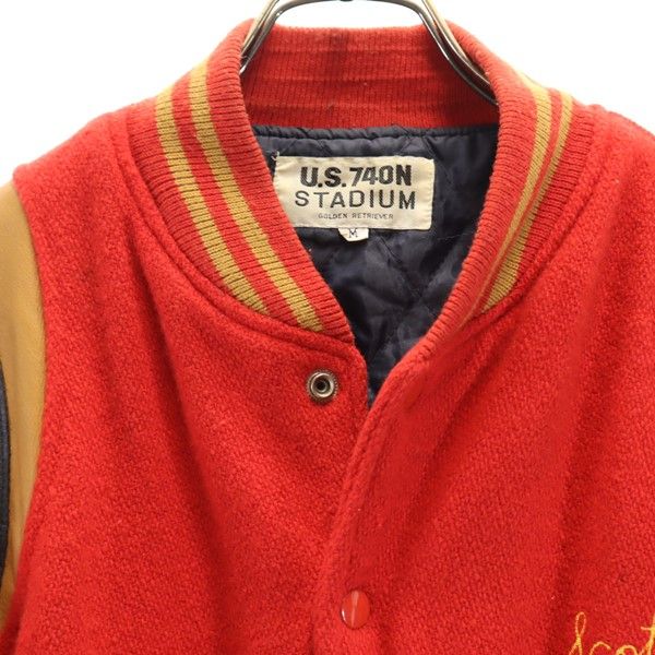 長袖 スタジャン M レッド系 メンズ