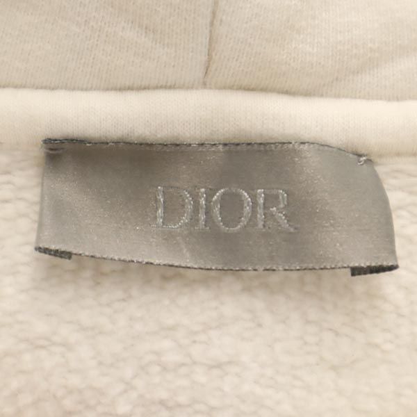 Dior ディオール プリント 長袖 スウェットパーカー L ホワイト 裏起毛 プルオーバー レディース