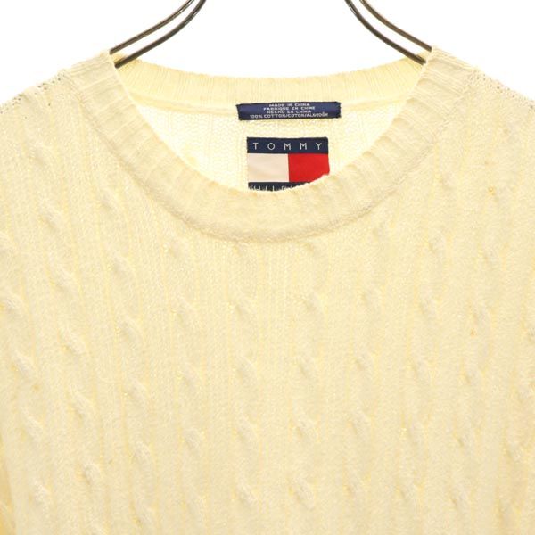 TOMMY HILFIGER トミーヒルフィガー 90s オールド フラッグタグ 長袖 コットン セーター XL アイボリー ニット メンズ