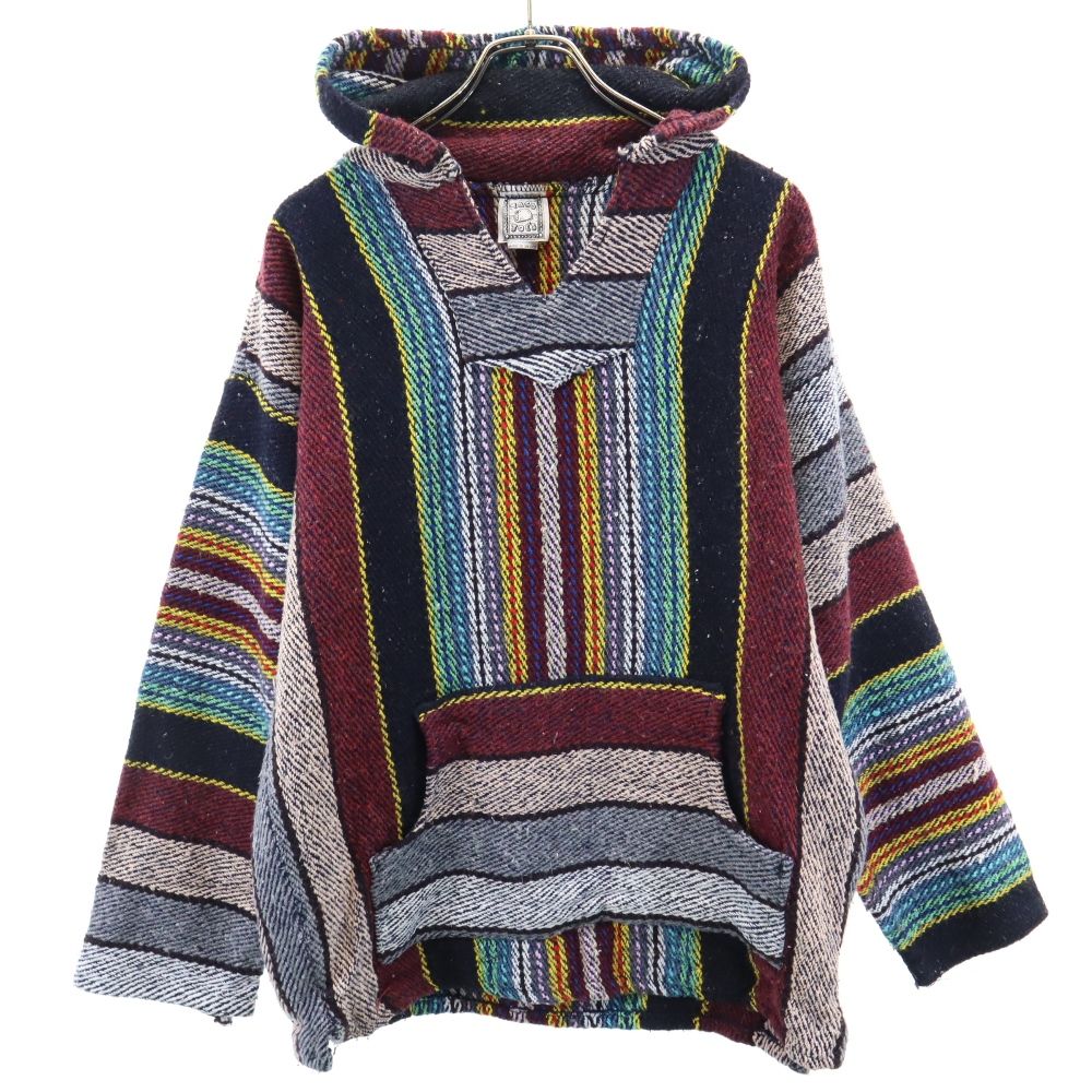 メキシカン 総柄 長袖 ウールブレンド パーカー プルオーバー メンズ