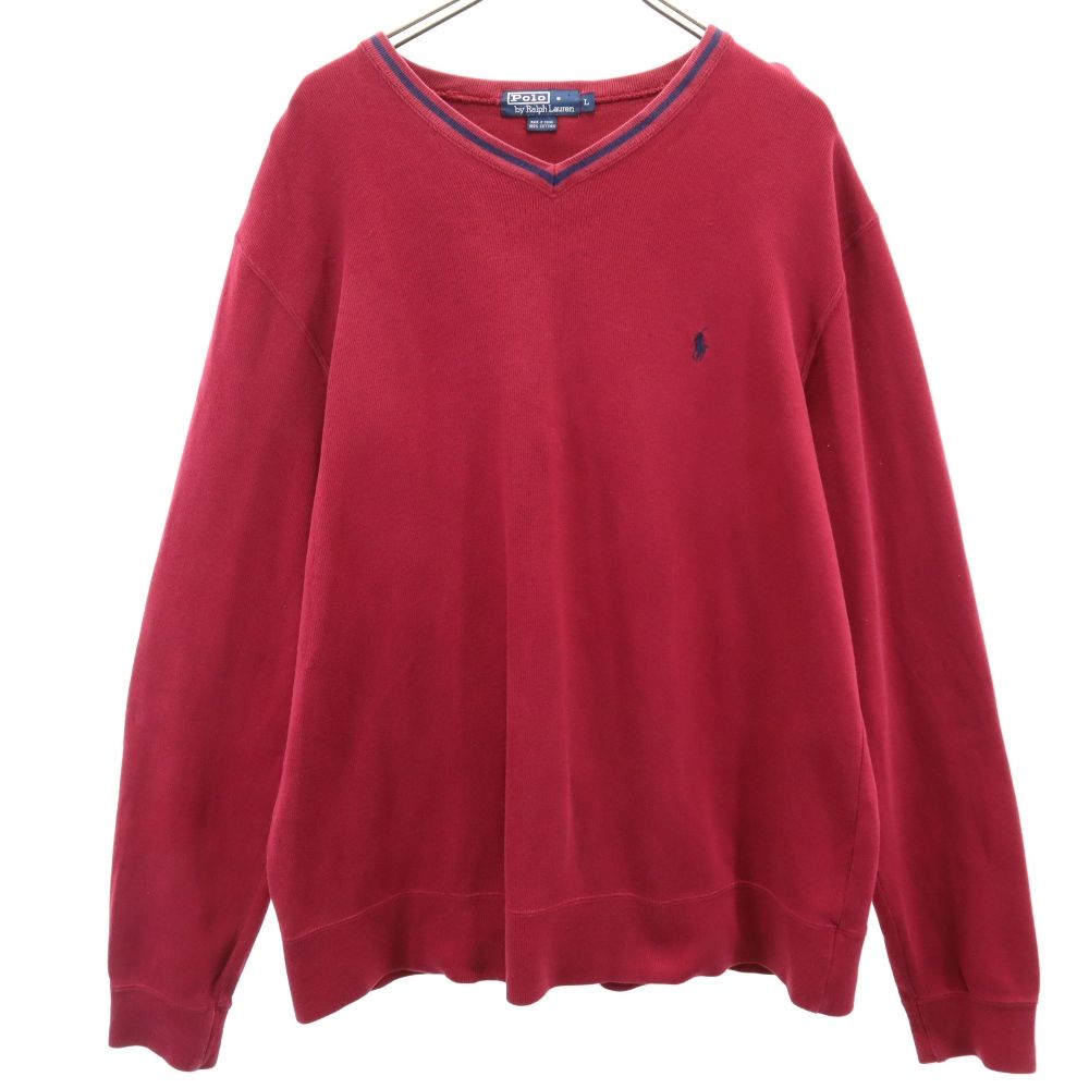 Polo by Ralph Lauren ポロバイラルフローレン 長袖 Vネック トレーナー L ボルドー スウェット メンズ