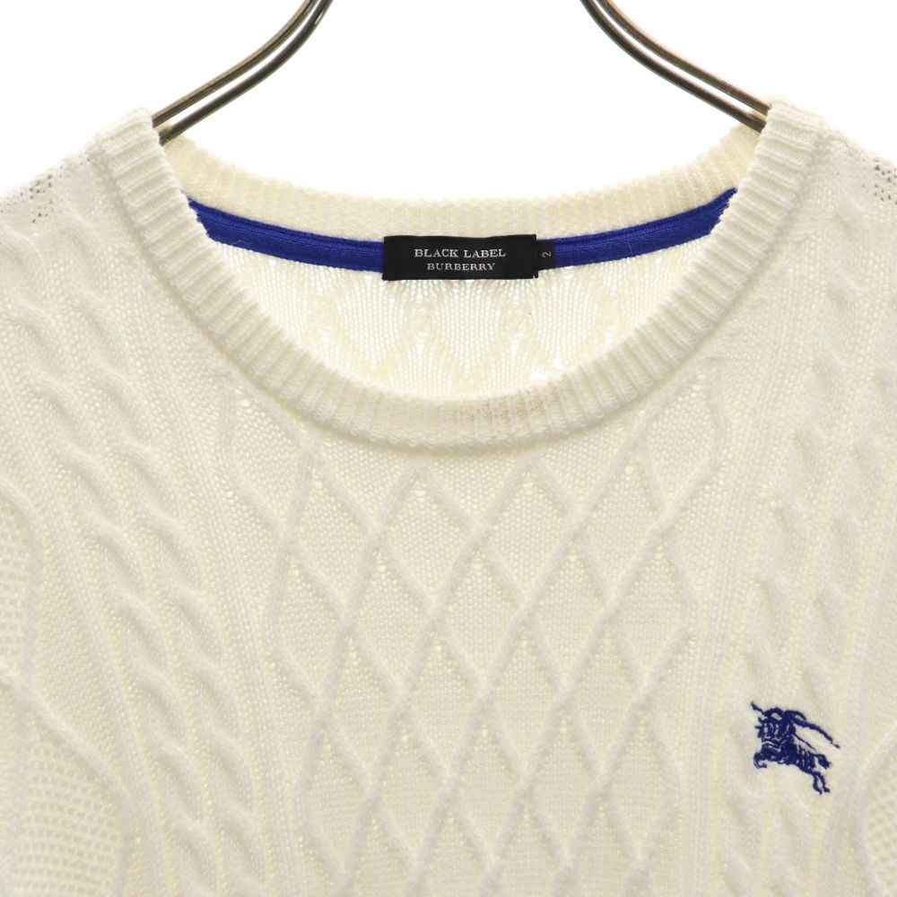 バーバリーブラックレーベル 三陽商会 長袖 コットン セーター 2 ホワイト系 BURBERRY BLACK LABEL ニット メンズ