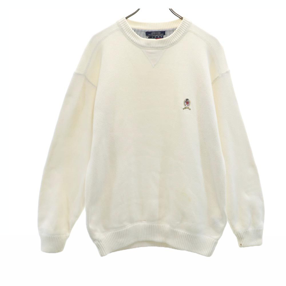 TOMMY HILFIGER トミーヒルフィガー 90s オールド フラッグタグ 長袖 コットン セーター L ホワイト系 ニット メンズ