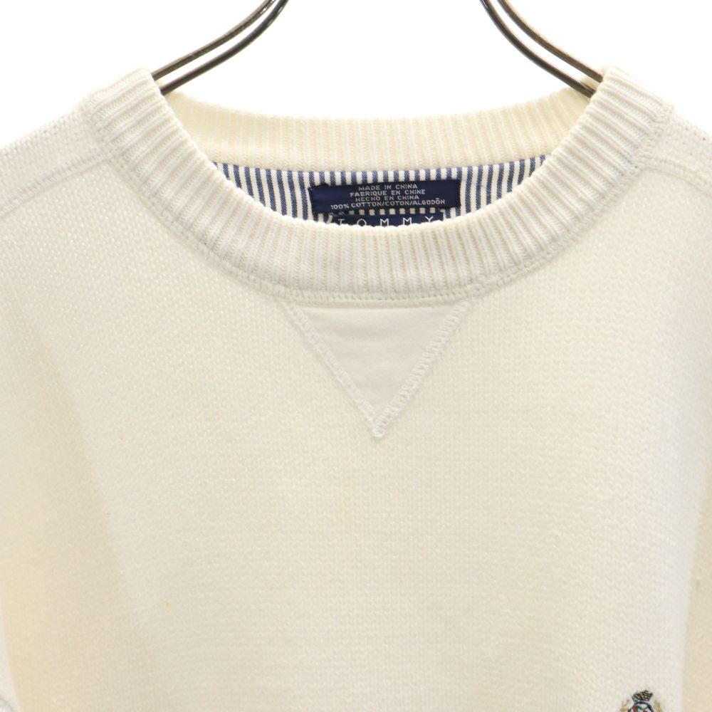 TOMMY HILFIGER トミーヒルフィガー 90s オールド フラッグタグ 長袖 コットン セーター L ホワイト系 ニット メンズ