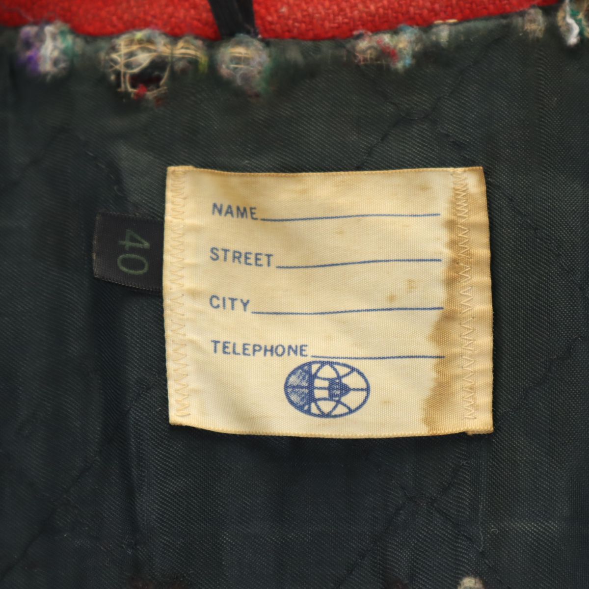 ウールブレンド 長袖 スタジャン レッド系 メンズ