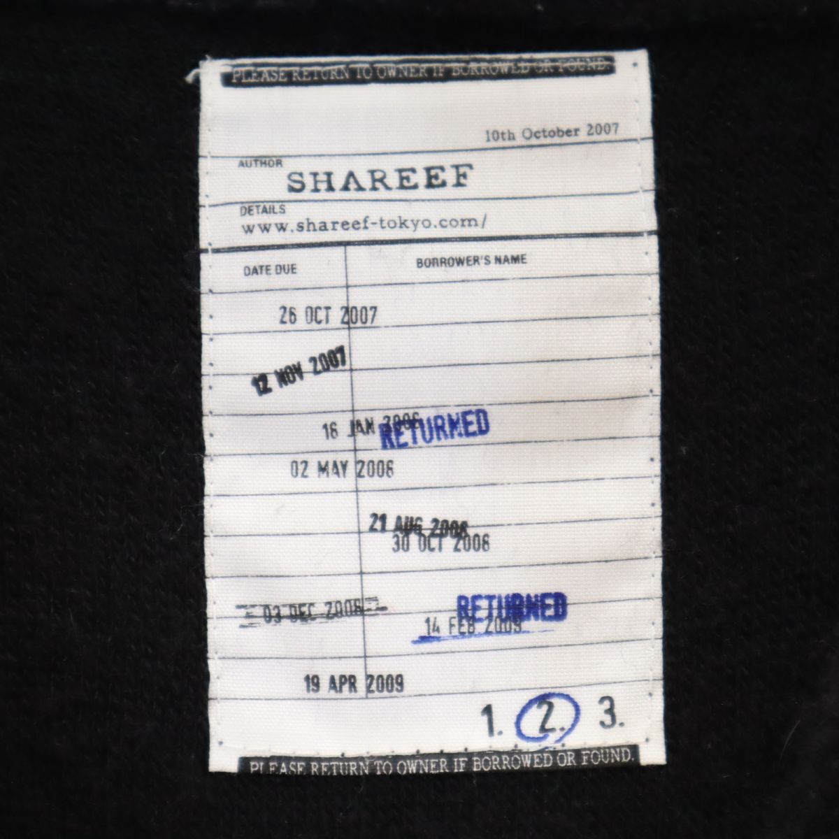 SHAREEF シャリーフ 長袖 ウールブレンド ニット パーカー 2 ブラック