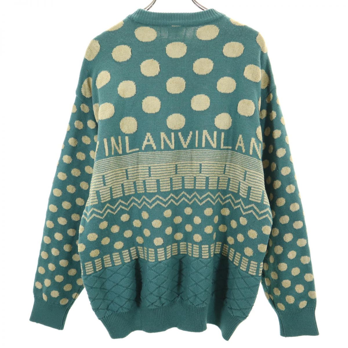 LANVIN ランバン ビッグサイズ ドット 長袖 ウールブレンド セーター 50 グリーン系 ニット メンズ