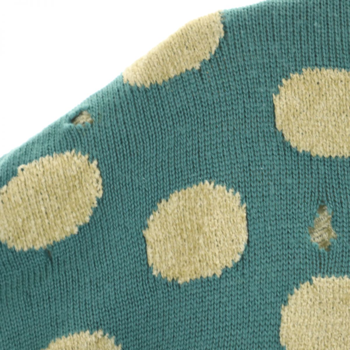 LANVIN ランバン ビッグサイズ ドット 長袖 ウールブレンド セーター 50 グリーン系 ニット メンズ