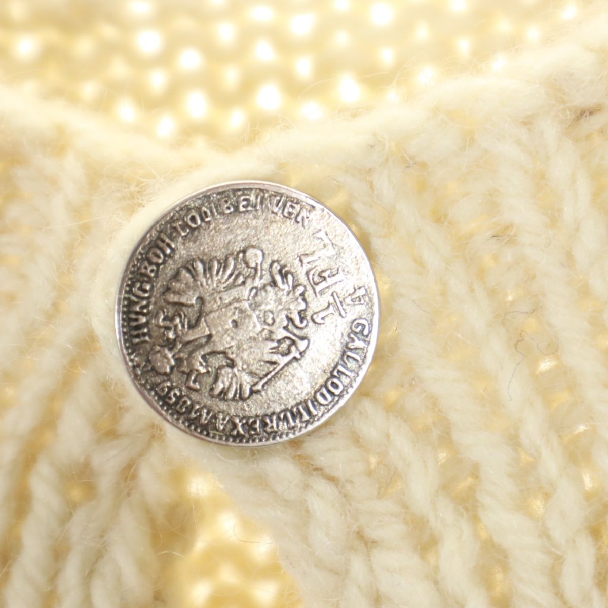 OLD オールド 80s 90s 長袖 ケーブル編み ニット カーディガン アイボリー系 メンズ