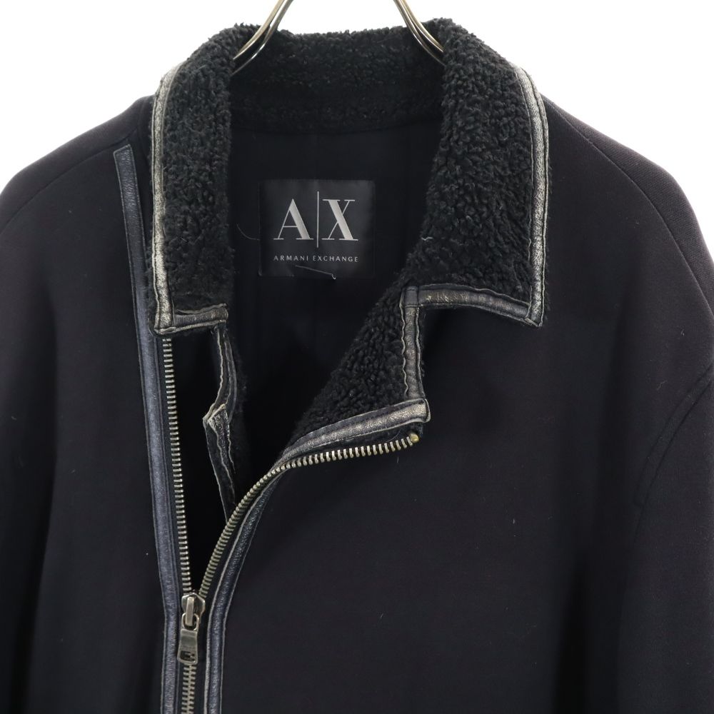 ARMANI EXCHANGE アルマーニエクスチェンジ スウェット ライダースジャケット L 黒 薄中綿入 メンズ