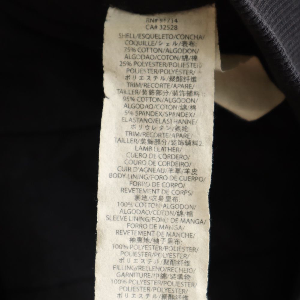 ARMANI EXCHANGE アルマーニエクスチェンジ スウェット ライダースジャケット L 黒 薄中綿入 メンズ