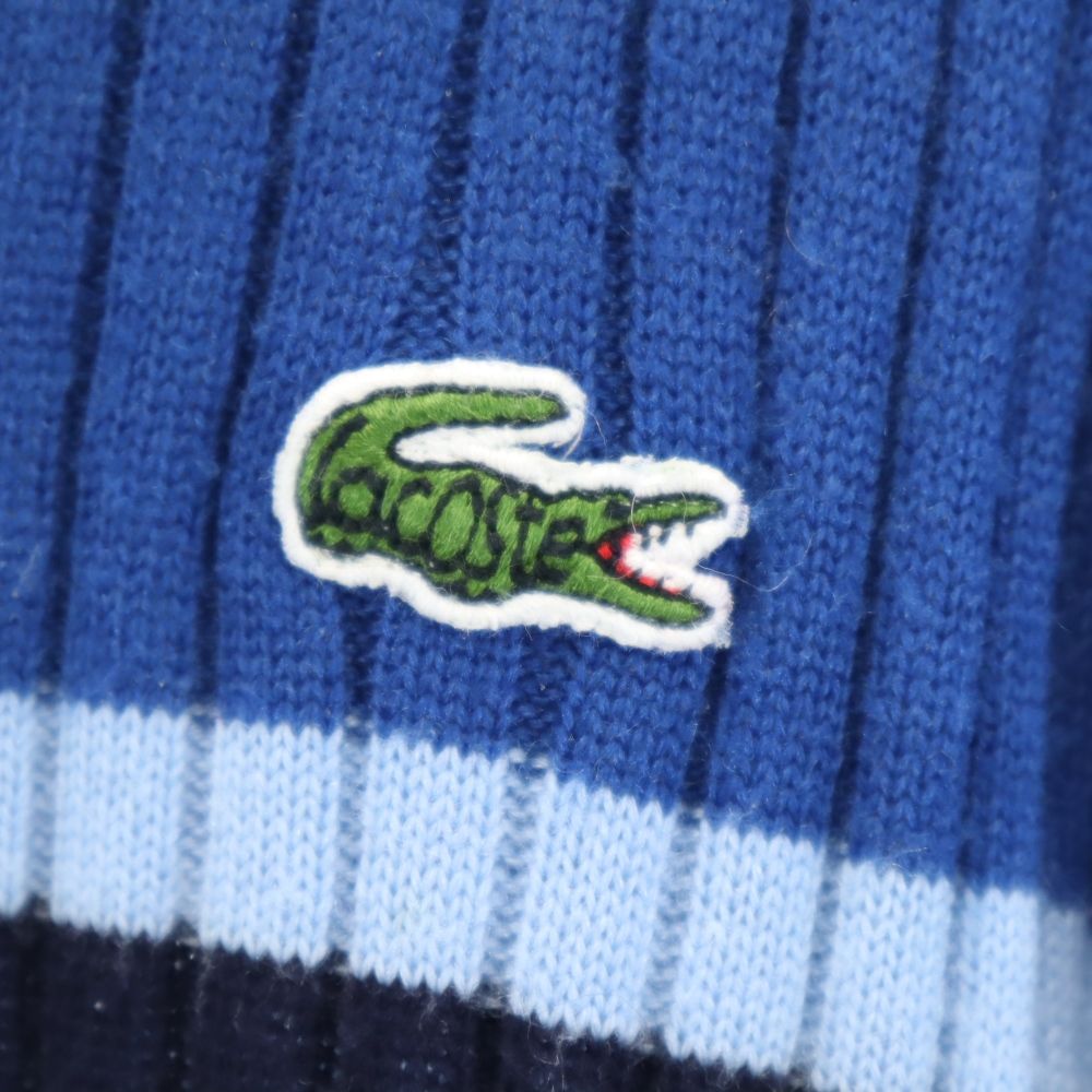LACOSTE ラコステ ウールブレンド 長袖 Vネック セーター 3 ブルー系 ニット メンズ