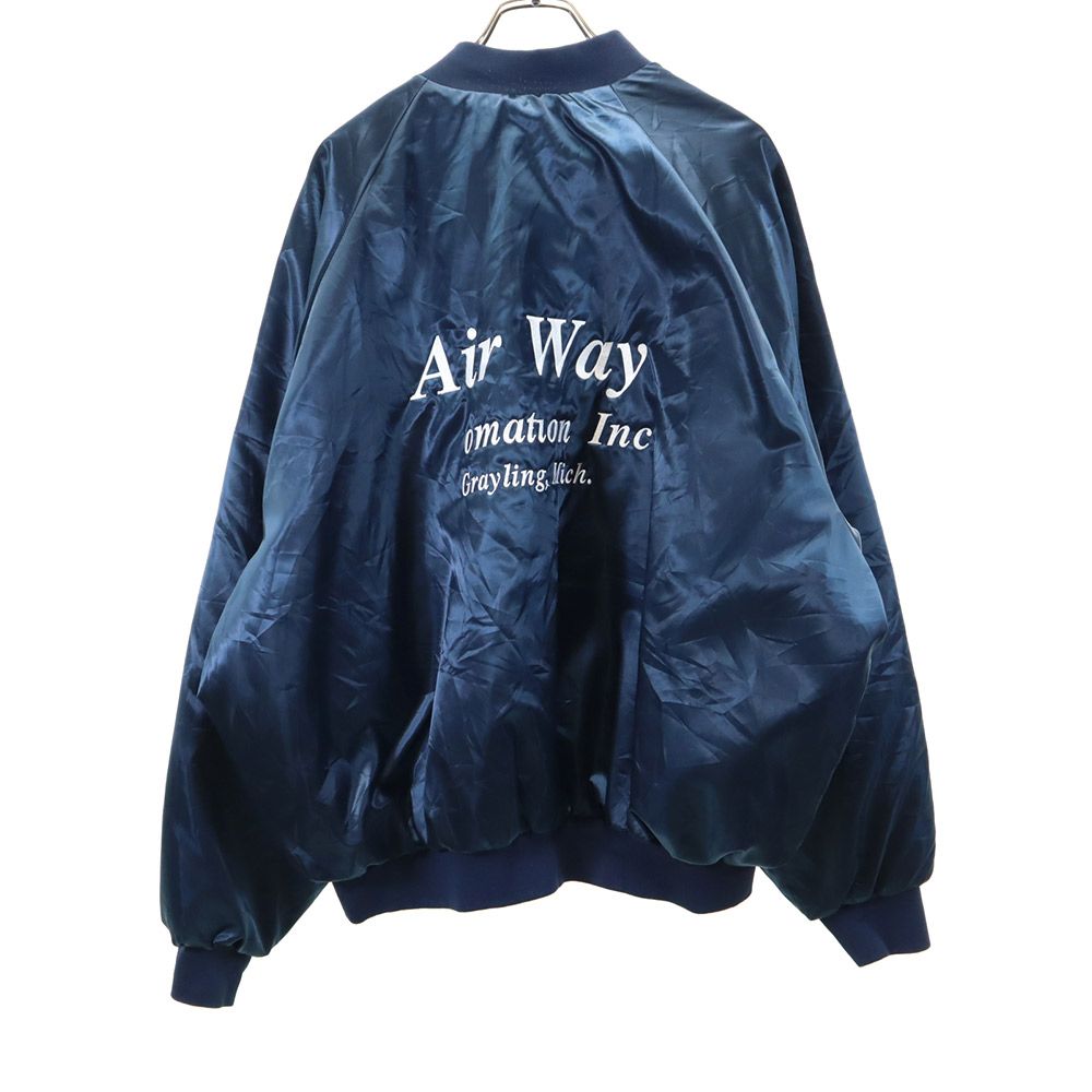 キングルイ 80s USA製 ヴィンテージ コーチジャケット 長袖 スタジャン 3XL ネイビー系 KING LOUIE ビッグサイズ 裏キルティング メンズ