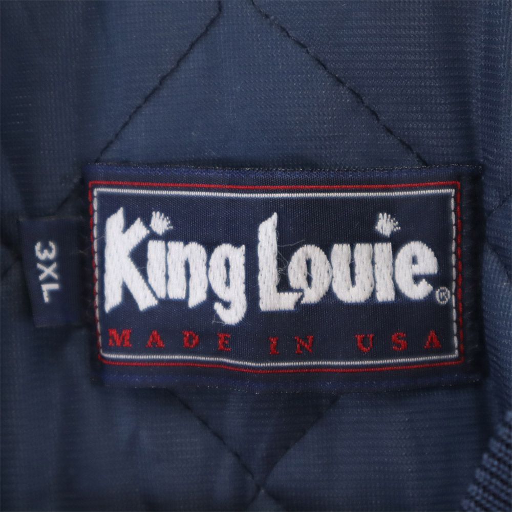キングルイ 80s USA製 ヴィンテージ コーチジャケット 長袖 スタジャン 3XL ネイビー系 KING LOUIE ビッグサイズ 裏キルティング メンズ
