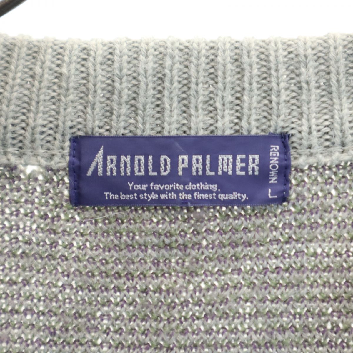 Arnold Palmer アーノルドパーマー 90s ウールブレンド オールド 長袖 Vネック セーター L グレー系 ニット メンズ