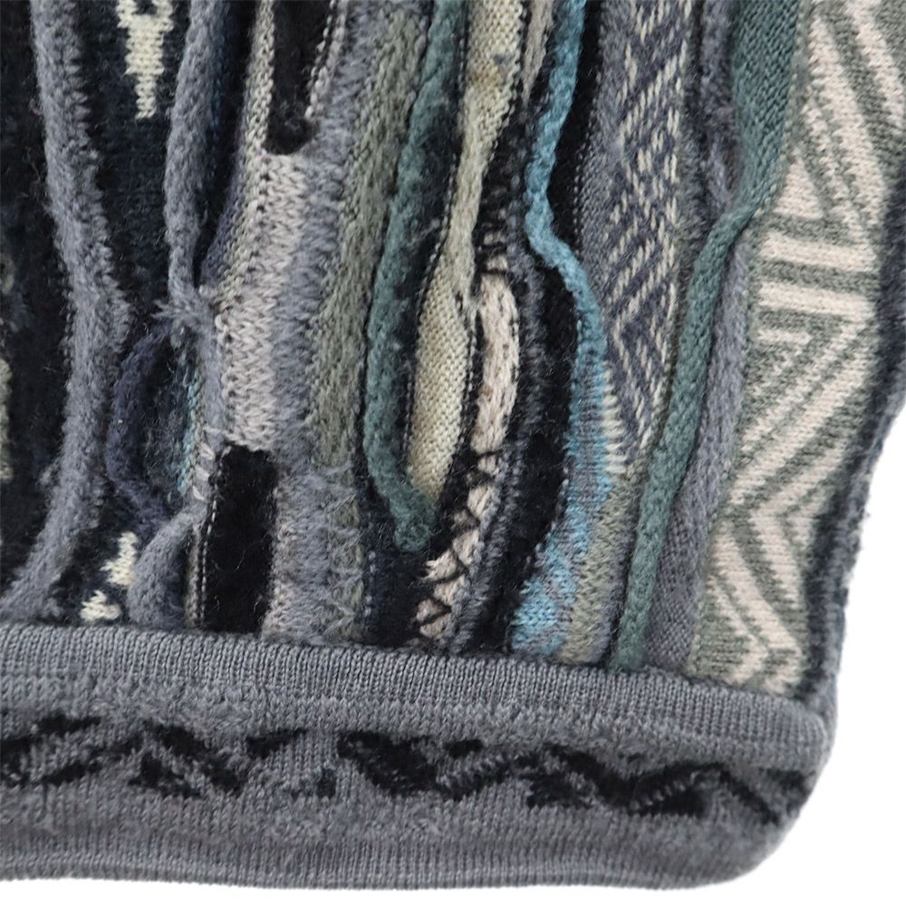 COOGI クージー 90s ウール オールド 3Dニット 総柄 長袖 ニット セーター SS グレー系 メンズ