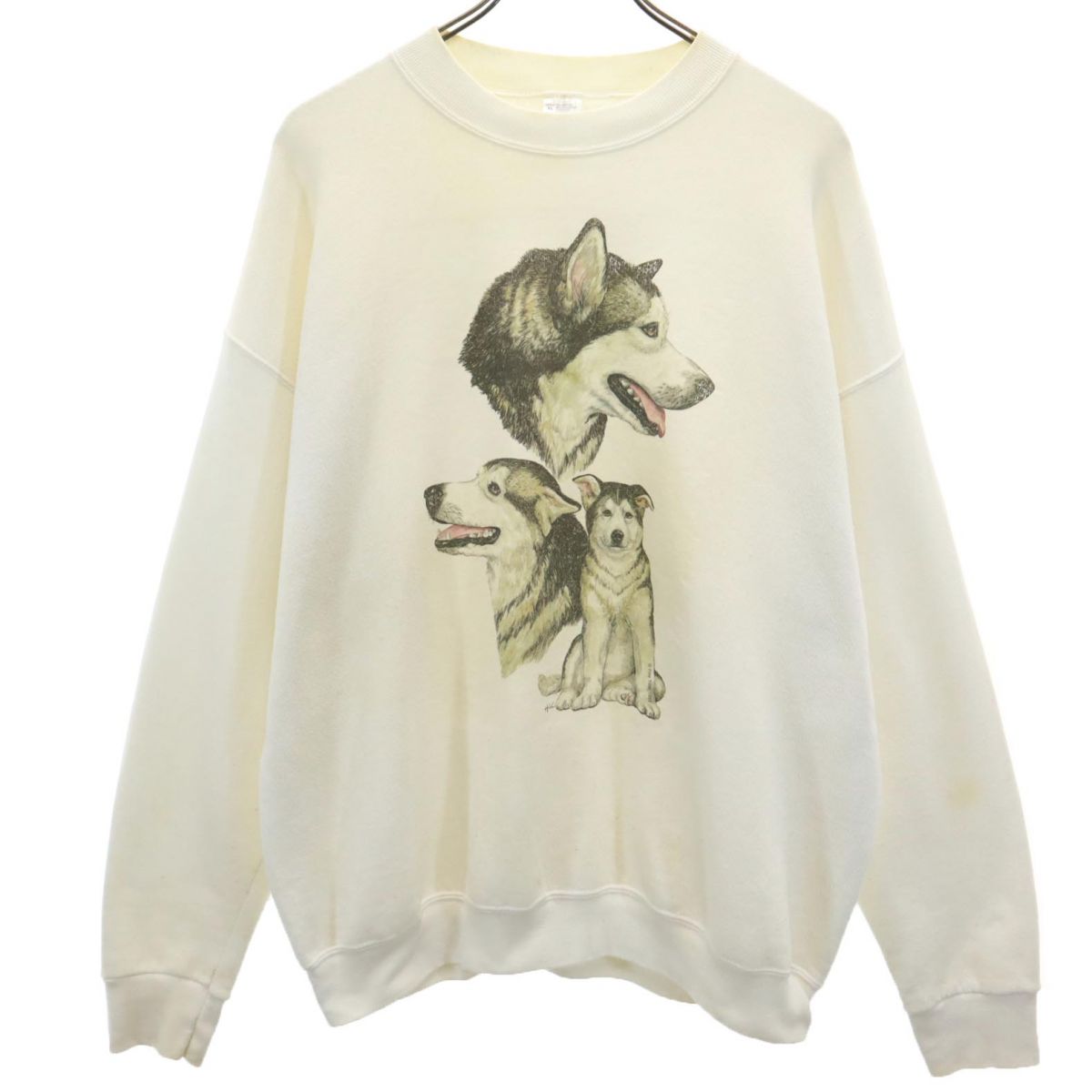 FRUIT OF THE LOOM フルーツオブザルーム 90s オールド 長袖 トレーナー XL ホワイト スウェット 裏起毛 メンズ