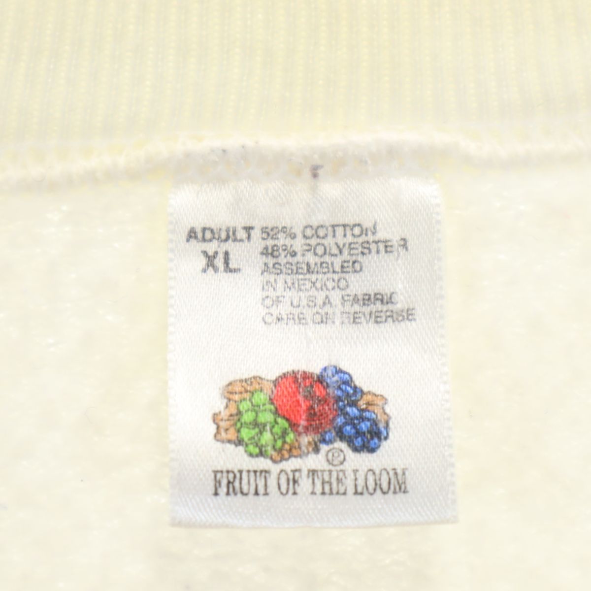 FRUIT OF THE LOOM フルーツオブザルーム 90s オールド 長袖 トレーナー XL ホワイト スウェット 裏起毛 メンズ