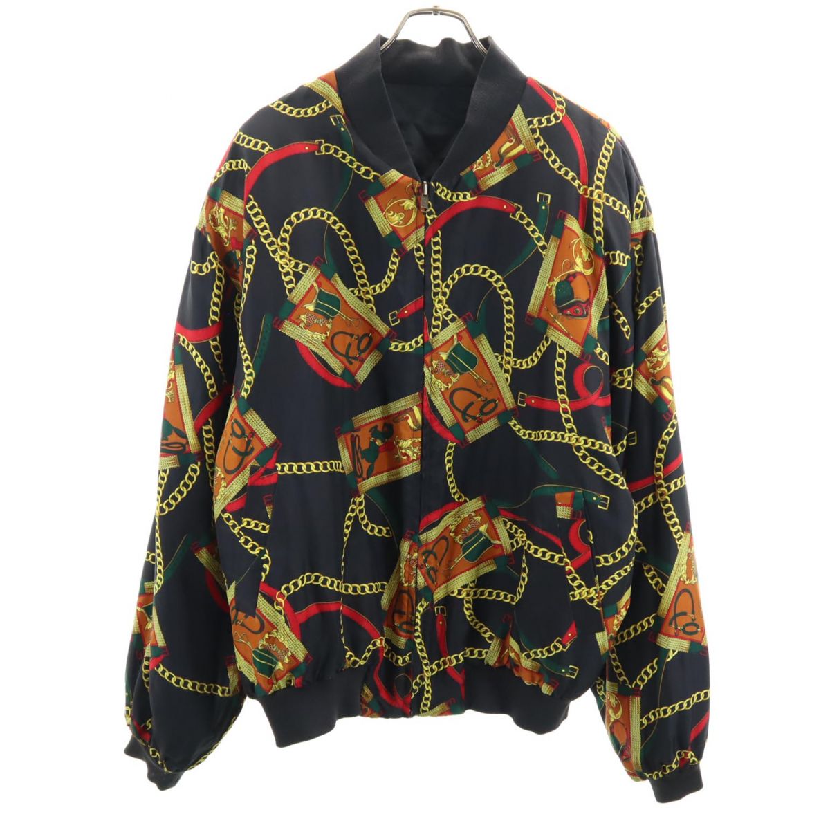 オールド 90s 総柄 リバーシブル キルティングジャケット L ブラック系 OLD メンズ