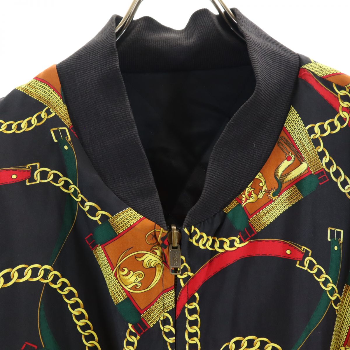 オールド 90s 総柄 リバーシブル キルティングジャケット L ブラック系 OLD メンズ