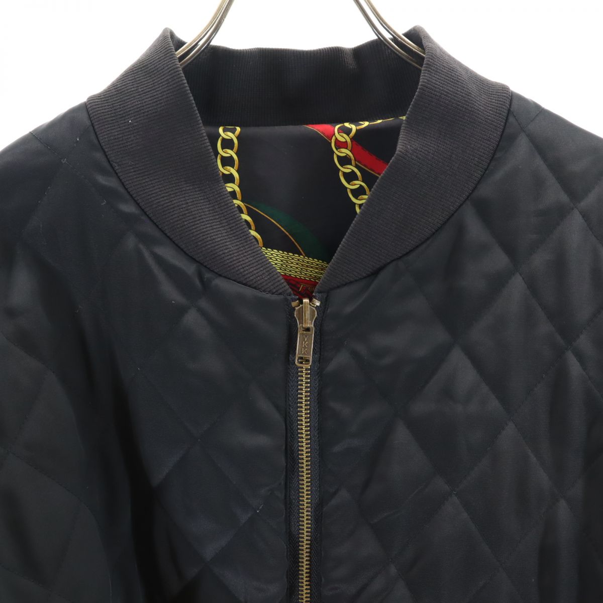 オールド 90s 総柄 リバーシブル キルティングジャケット L ブラック系 OLD メンズ