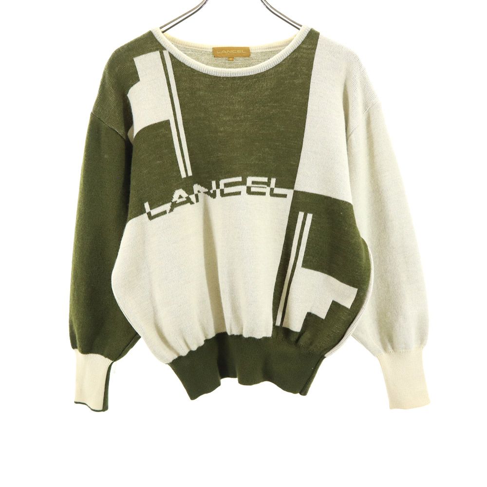 LANCEL ランセル 長袖 ウール セーター M グリーン系 ニット メンズ