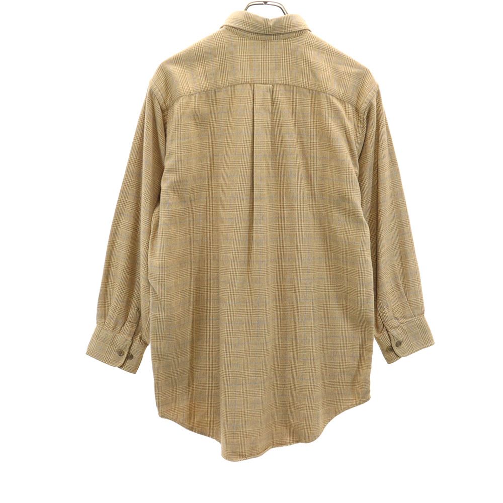 LANDS' END ランズエンド 90s オールド チェック柄 長袖 ボタンダウンシャツ S14-14H ブラウン系 キッズ