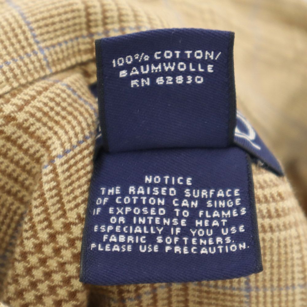 LANDS' END ランズエンド 90s オールド チェック柄 長袖 ボタンダウンシャツ S14-14H ブラウン系 キッズ