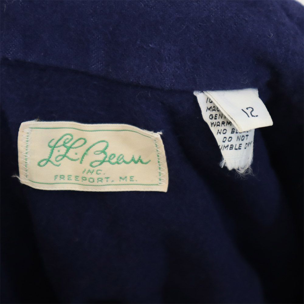 L.L.Bean エルエルビーン 70s ヴィンテージ 筆記体タグ モアシャツ 長袖 シャツ 12 ネイビー キッズ